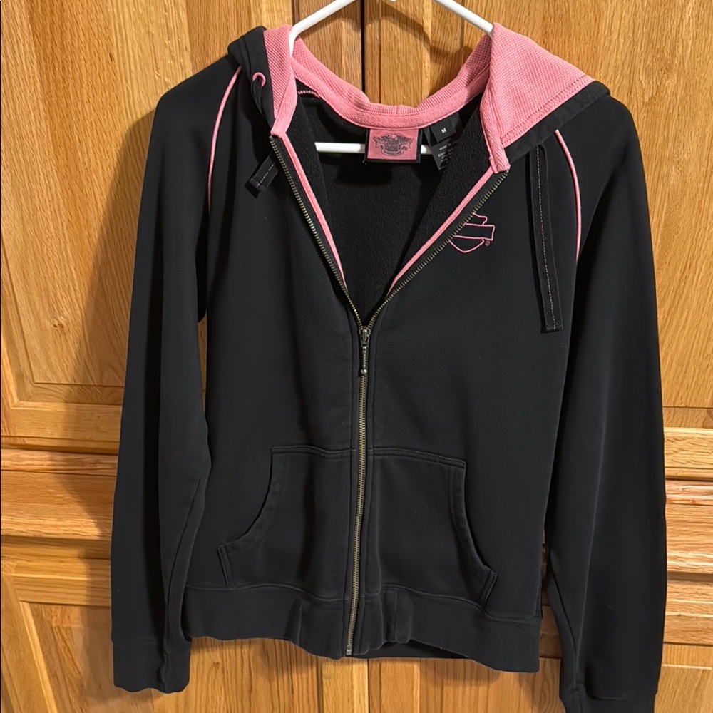Women’s size medium Harley-Davidson Black and Pink Zip-Up Jacket